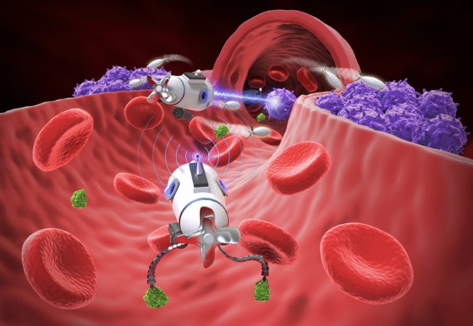 Penggunaan nanorobot untuk operasi mikro dan pengobatan penyakit.